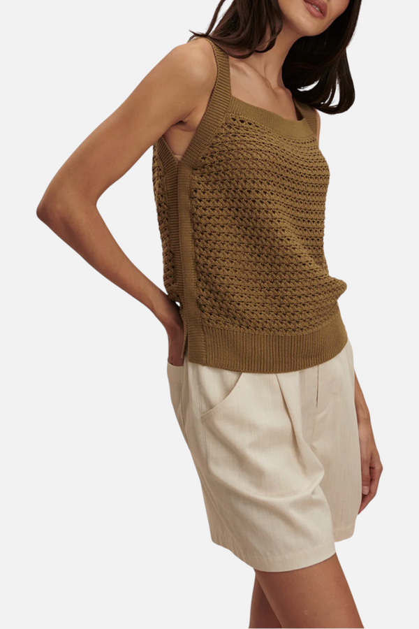 Varley Ebden Knit Tank in Golden Olive