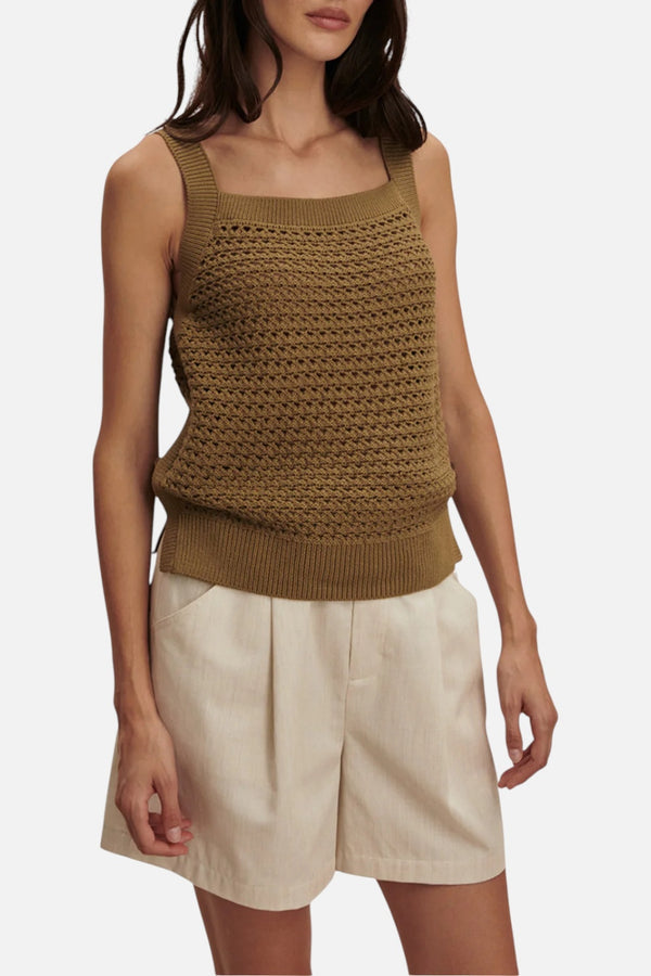 Varley Ebden Knit Tank in Golden Olive