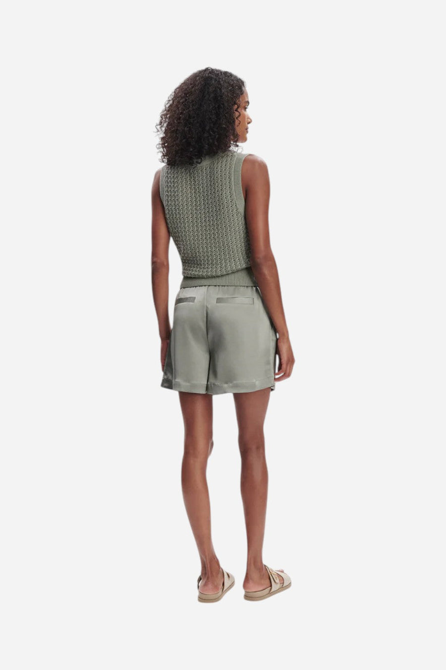Varley Ferns Open Knit Tank in Shadow – flat lay