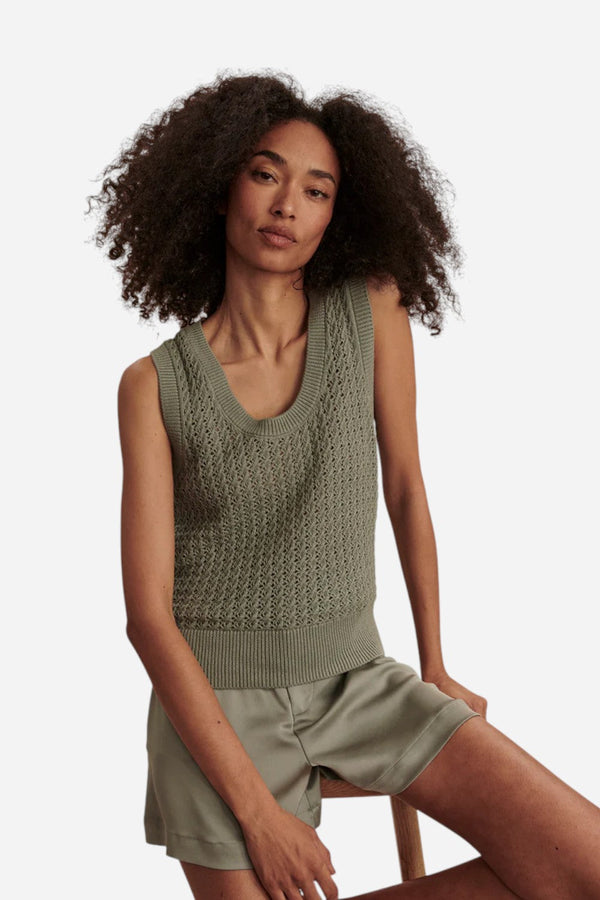 Varley Ferns Open Knit Tank in Shadow