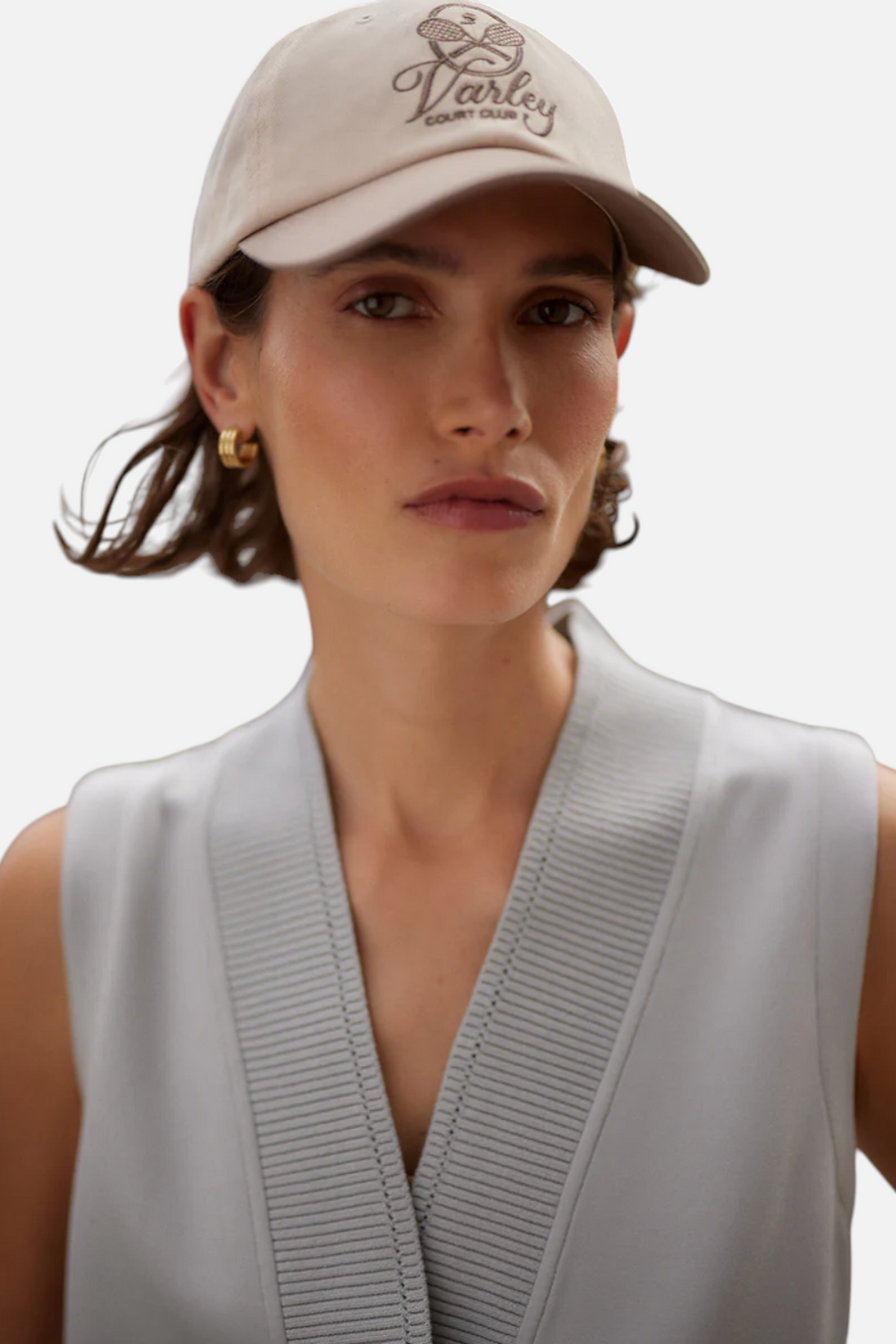 Varley Freida V Neck Tank in Blue Clay – side view