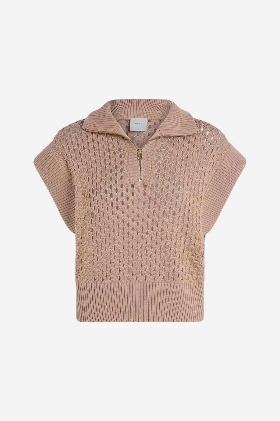 Varley Gaines Half-Zip Knit in Light Taupe – detail