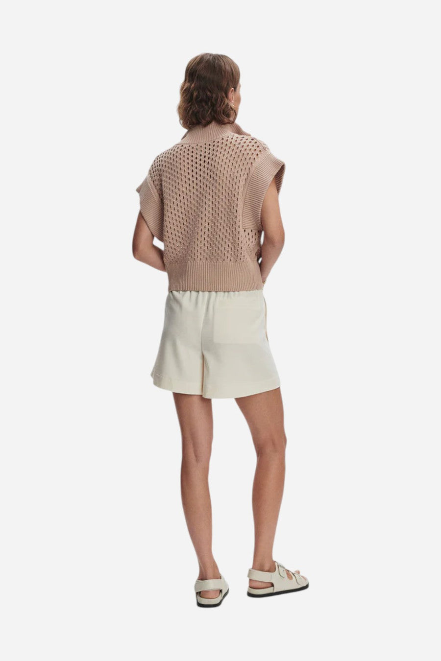 Varley Gaines Half-Zip Knit in Light Taupe – side view