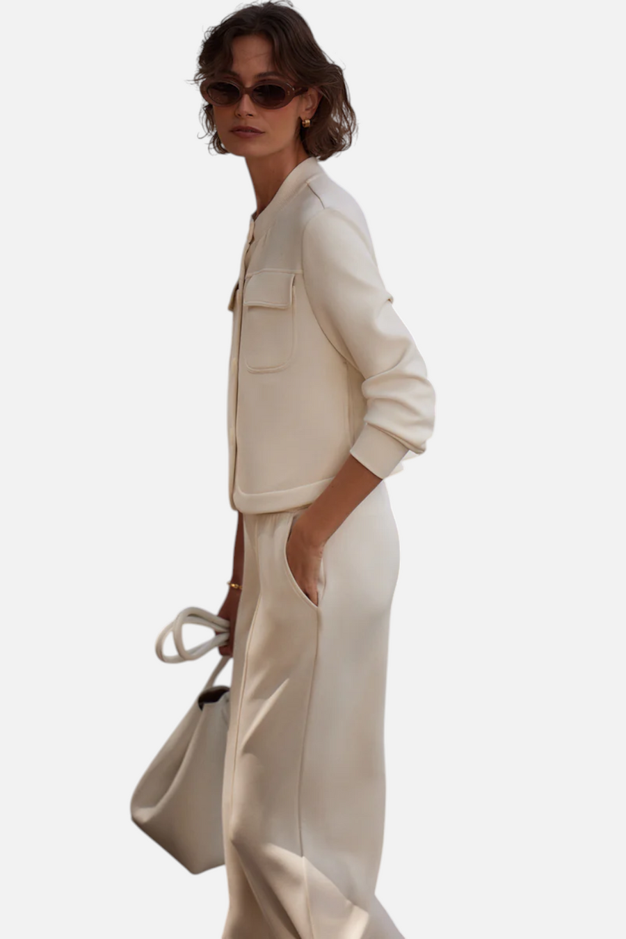 Varley Hartwell Button Through Sweat in Pristine – back view