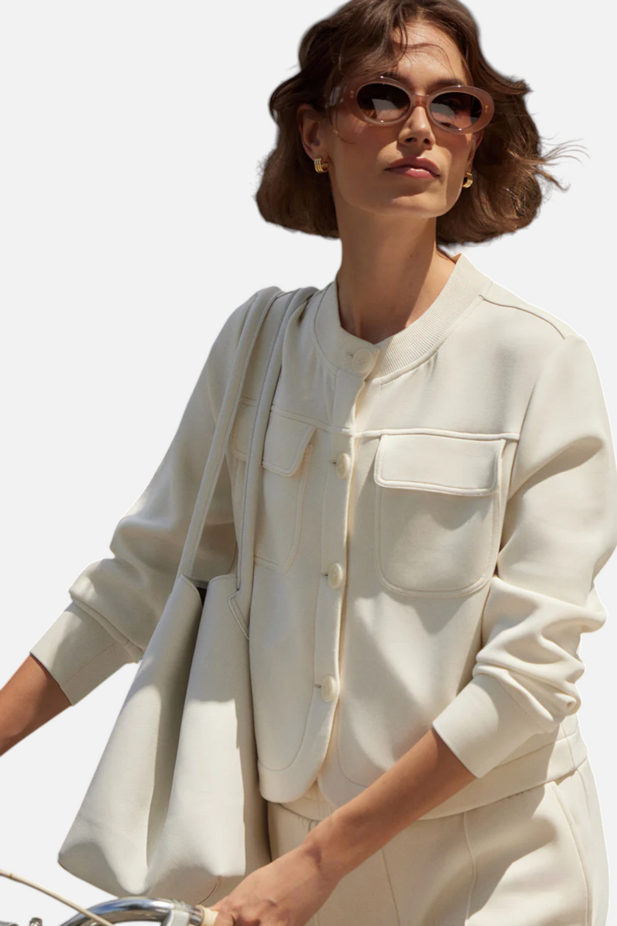 Varley Hartwell Button Through Sweat in Pristine – detail