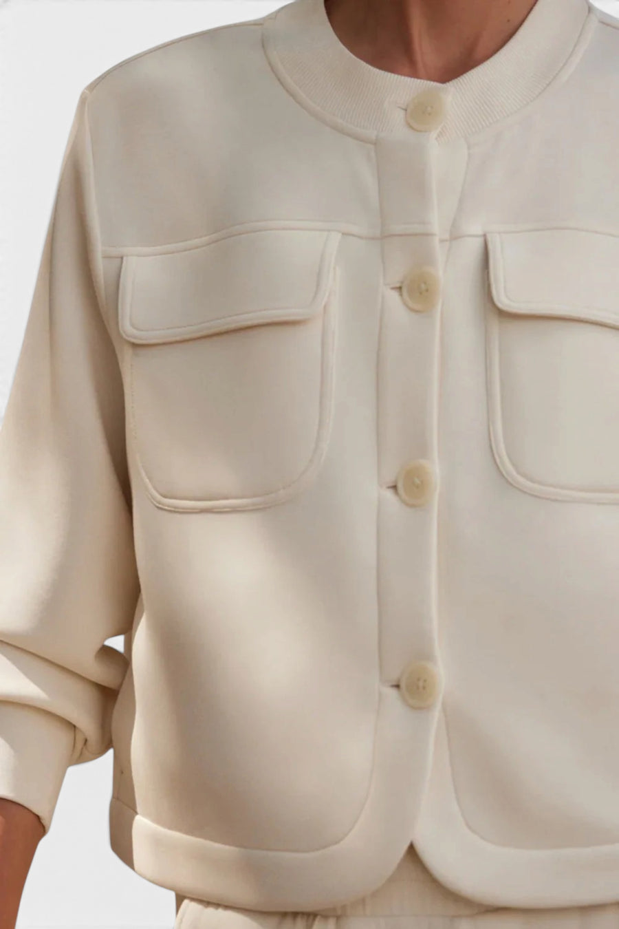 Varley Hartwell Button Through Sweat in Pristine – flat lay