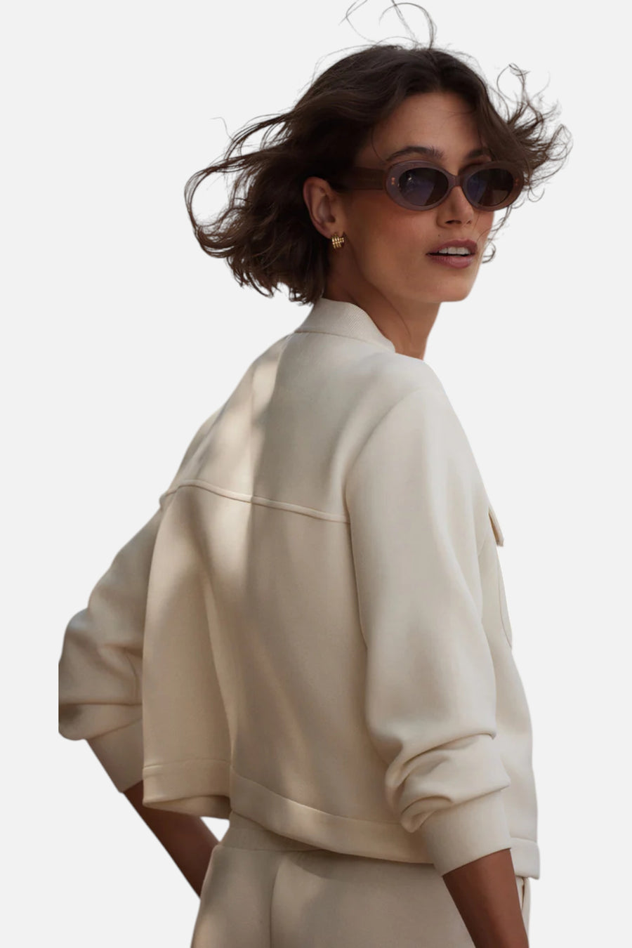 Varley Hartwell Button Through Sweat in Pristine – side view