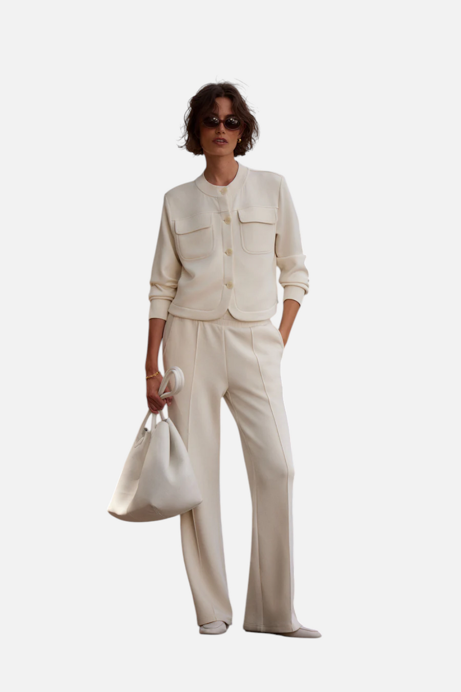 Varley Hartwell Button Through Sweat in Pristine – side view