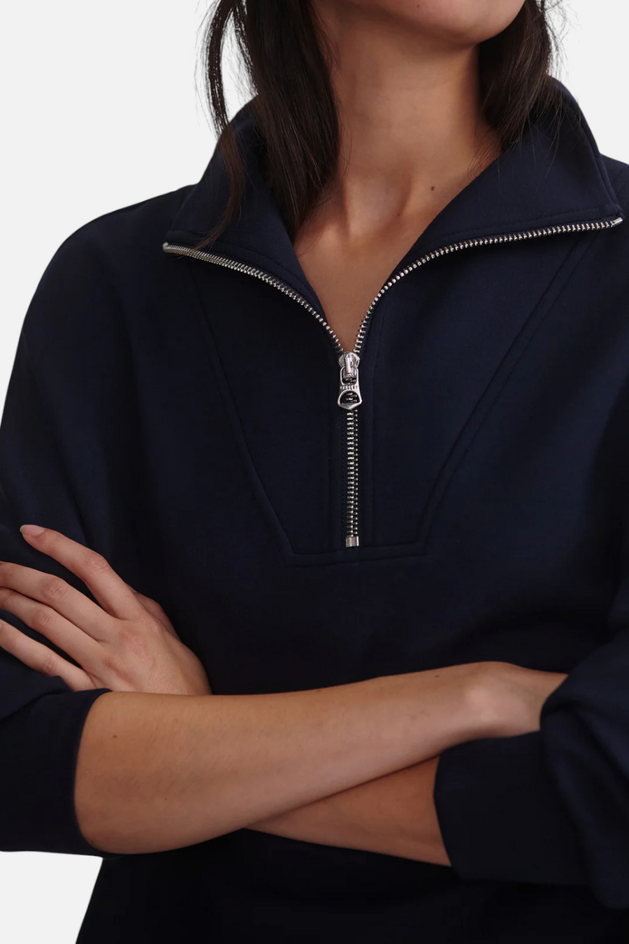 Varley Hawley Half Zip Sweat in Navy – back view