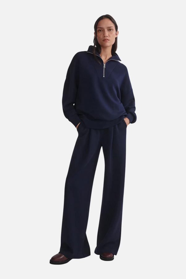 Varley Hawley Half Zip Sweat in Navy