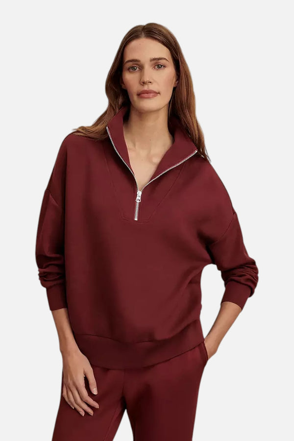 Varley Hawley Half Zip Sweat in New Maroon