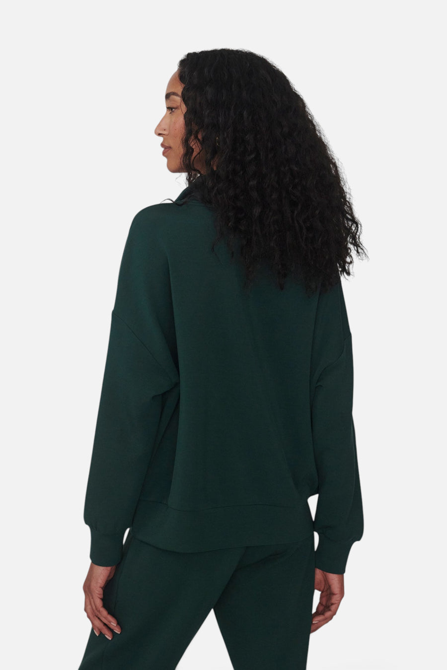 Varley Hawley Half Zip Sweat in Ponderosa Pine – back view