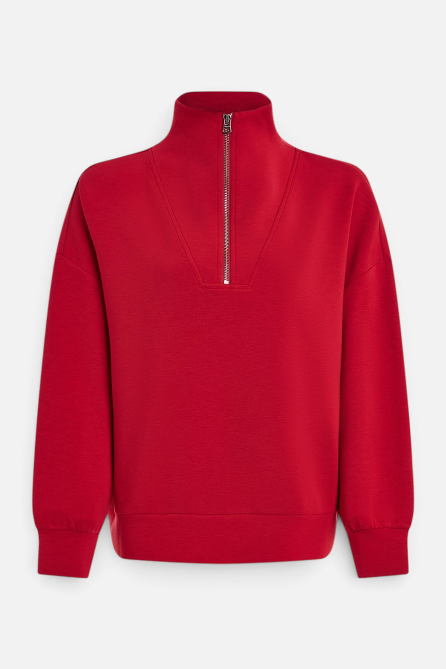Varley Hawley Half Zip Sweat in Red Marl – flat lay
