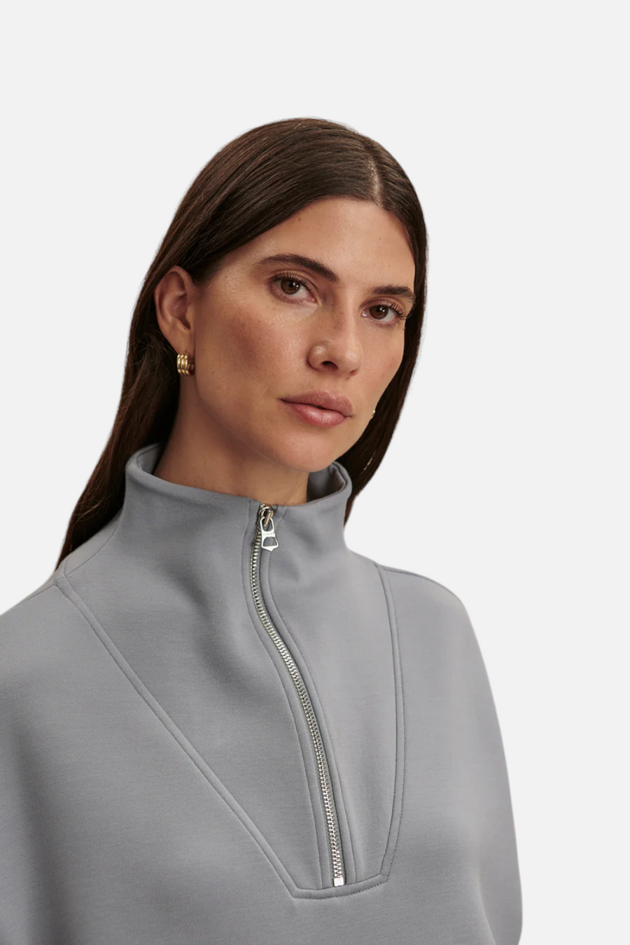 Varley Hawley Half Zip Sweat in Wind Blue – back view