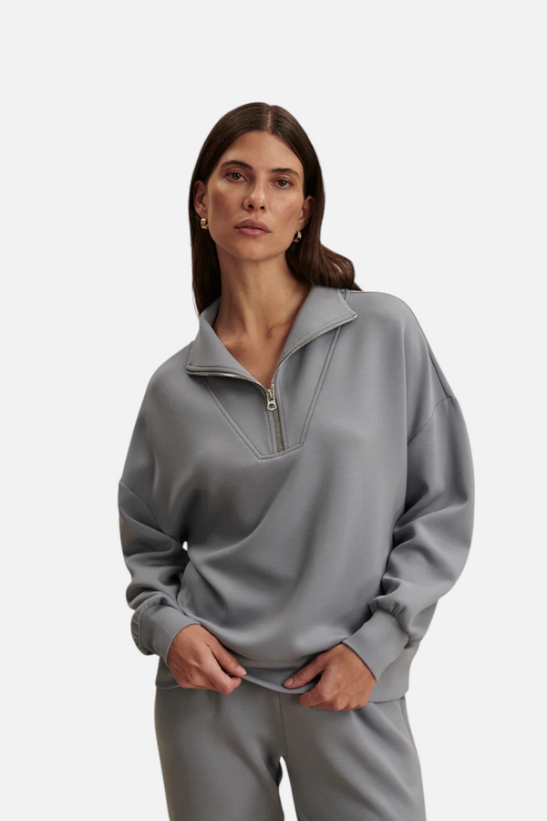 Varley Hawley Half Zip Sweat in Wind Blue