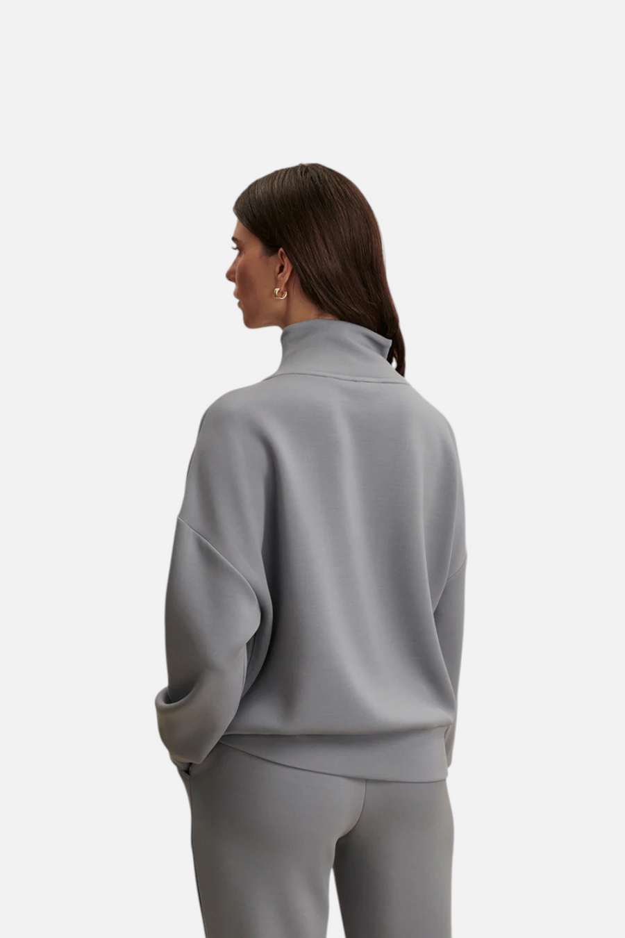 Varley Hawley Half Zip Sweat in Wind Blue – side view