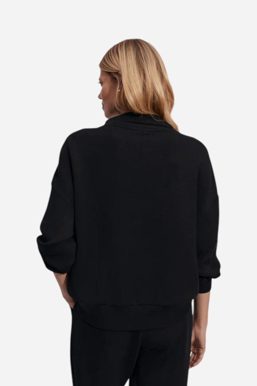 Varley Hawley Half Zip Sweatshirt in Black – back view
