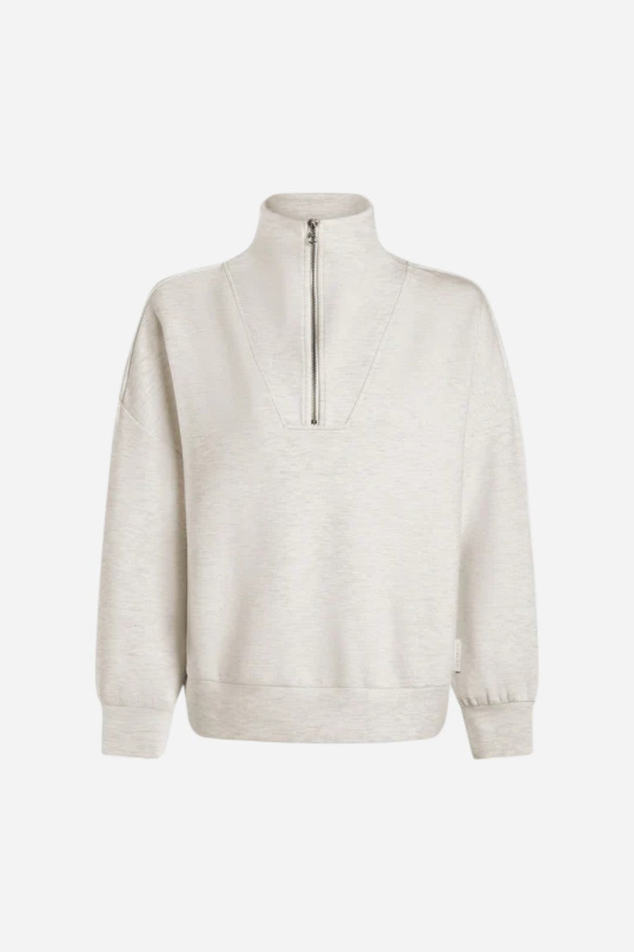 Varley Hawley Half Zip Sweatshirt in Ivory Marl – detail