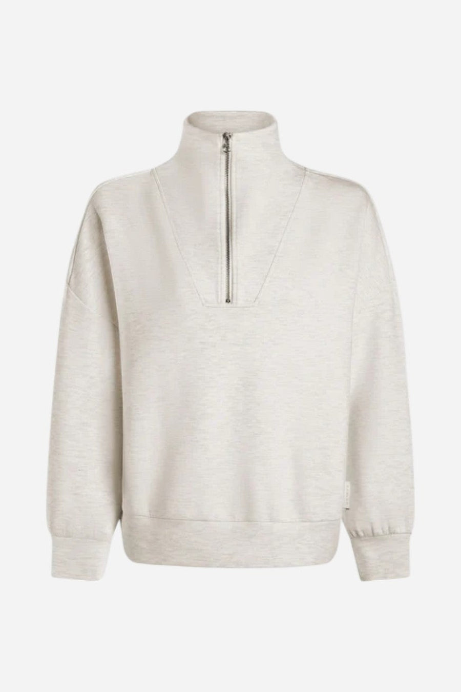 Varley Hawley Half Zip Sweatshirt in Ivory Marl – side view