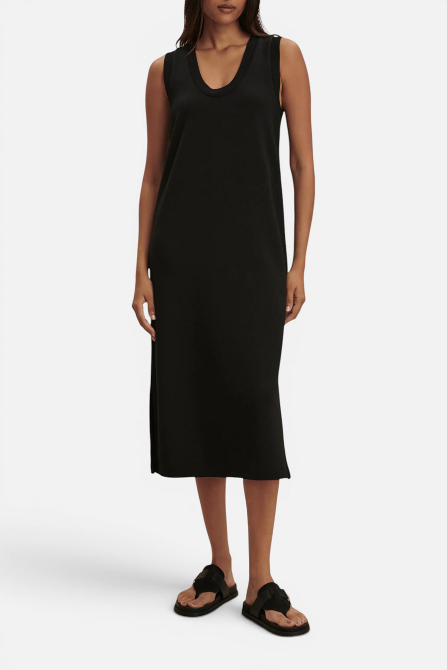 Varley Kyler Tank Midi Dress in Black – front view