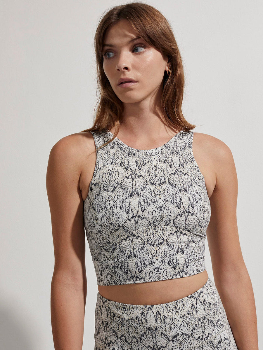 Varley Let's Move Valerie Bra in Mirrored Snake – back view