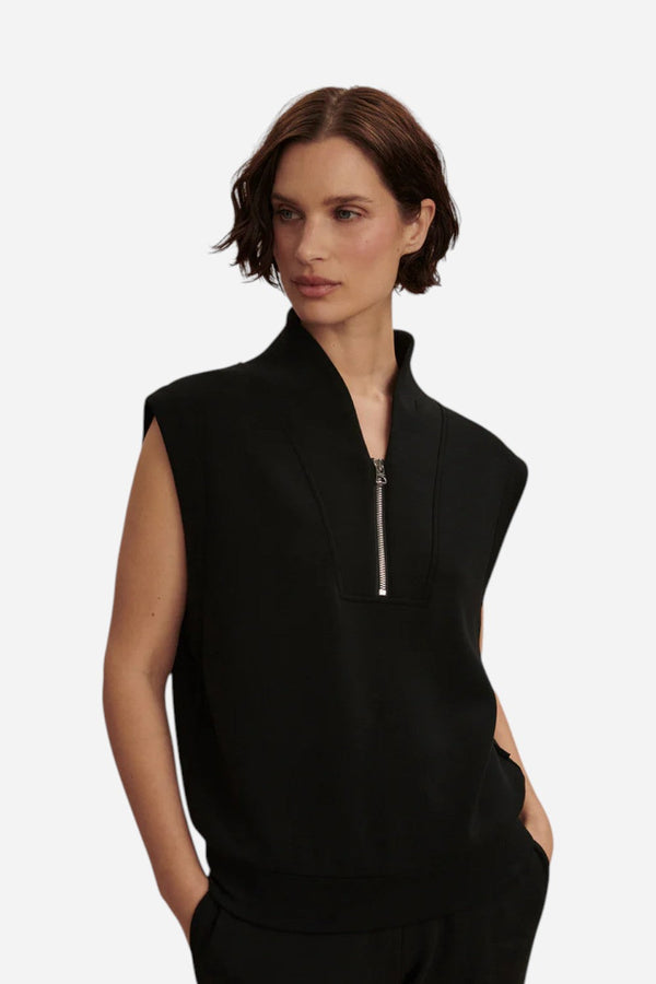 Varley Loretta Half-Zip Sleeveless Sweat in Black