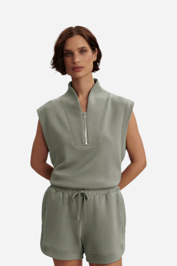Varley Loretta Half-Zip Sleeveless Sweat in Shadow