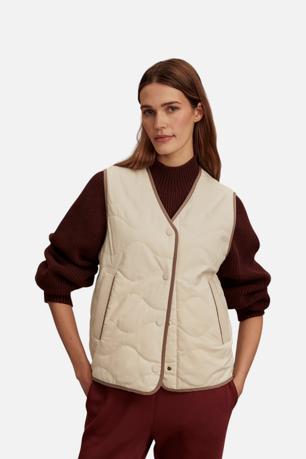 Varley Lori Reversible Gilet in Ash Taupe & Birch