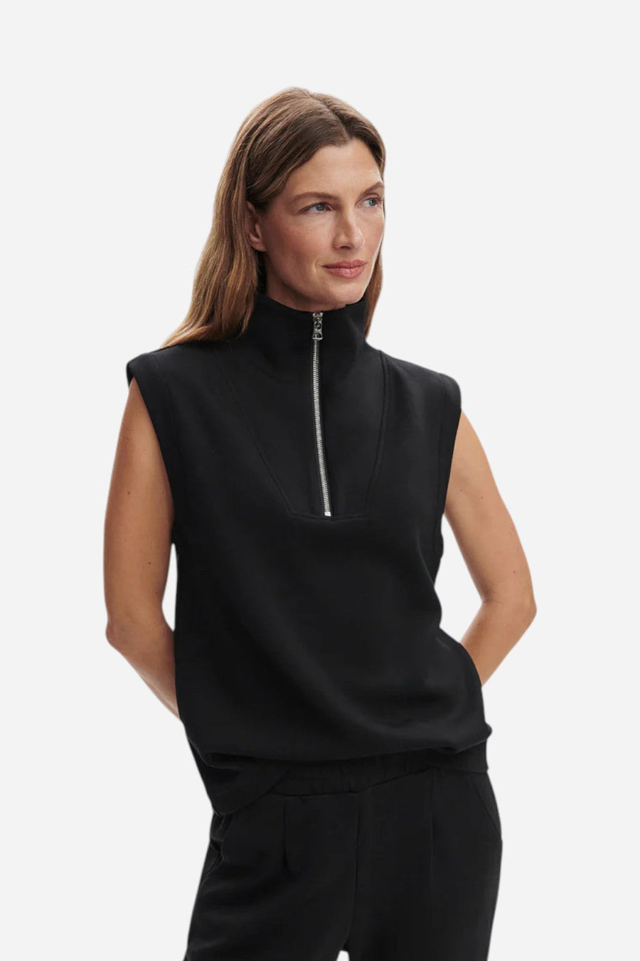 Varley Magnolia 2.0 Half-Zip Tank in Black – back view