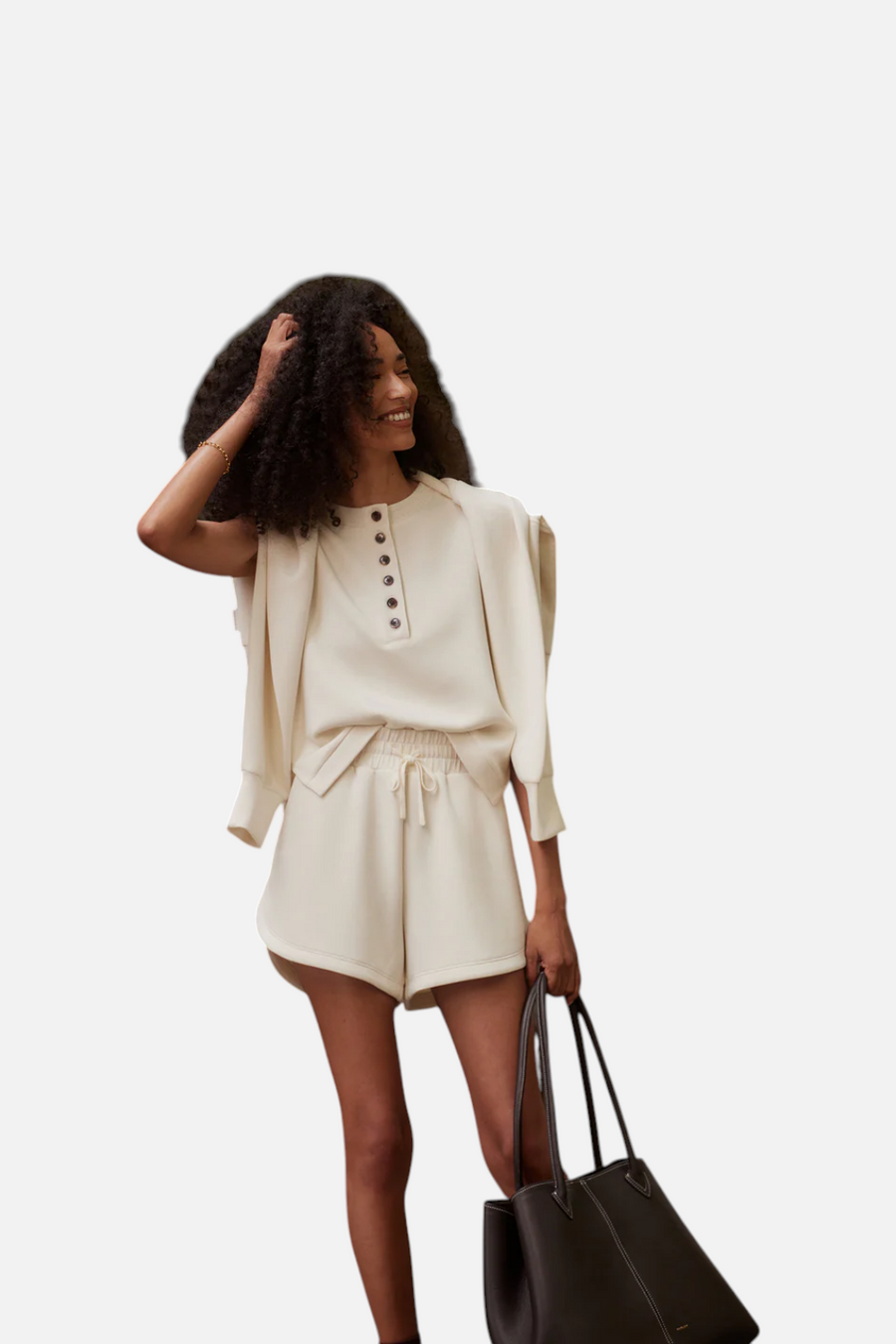Varley Marla Button Placket Tank in Pristine – back view