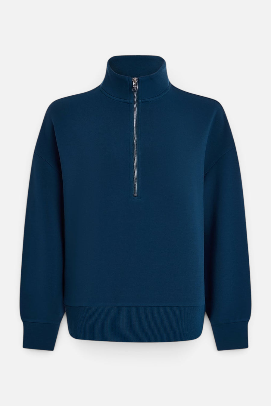 Varley Mavis Mock Neck Sweat in Sea Blue – front view
