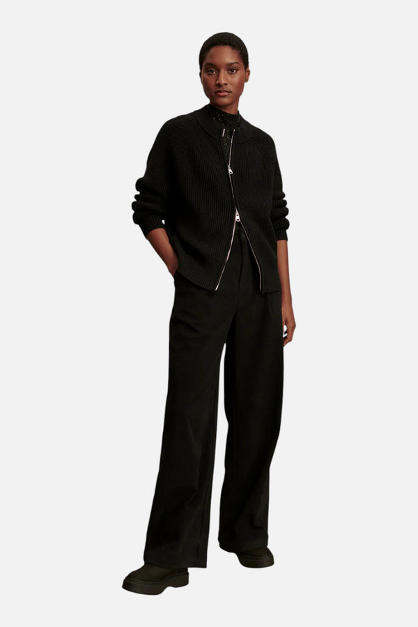 Varley Milo Zip Through Knit Jacket in Black