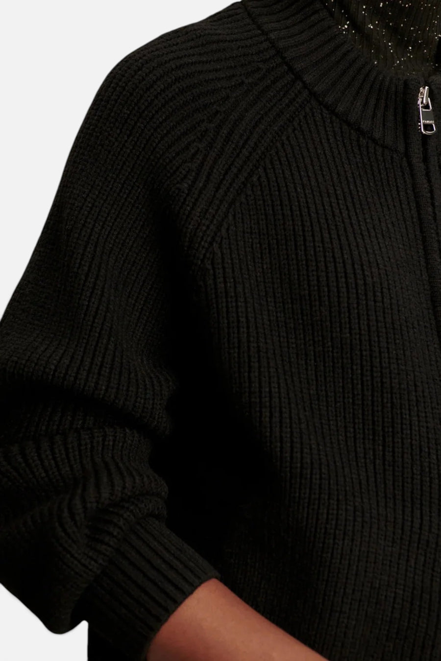 Varley Milo Zip Through Knit Jacket in Black – side view