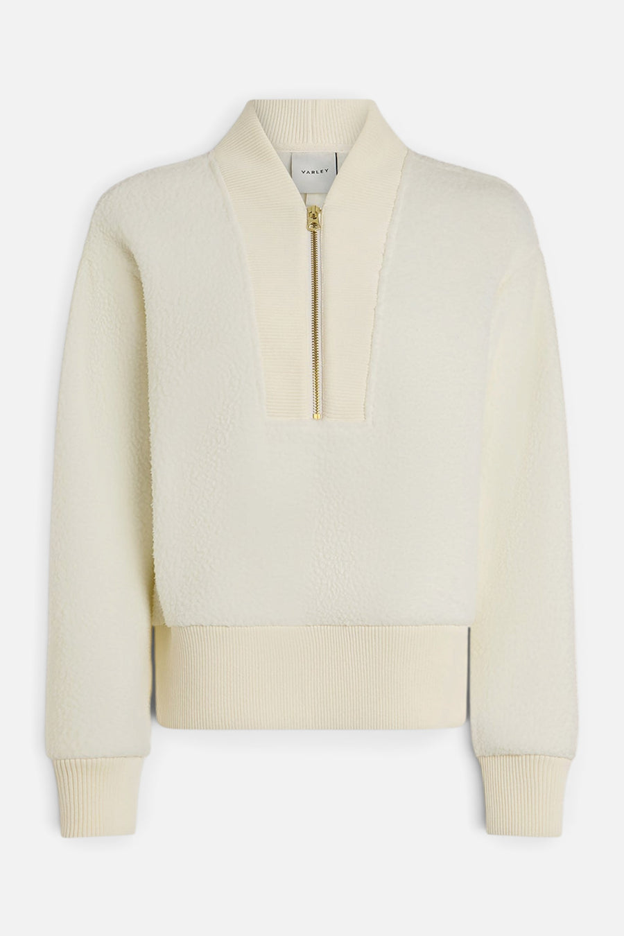 Varley Mumford Half-Zip Fleece in Egret – flat lay