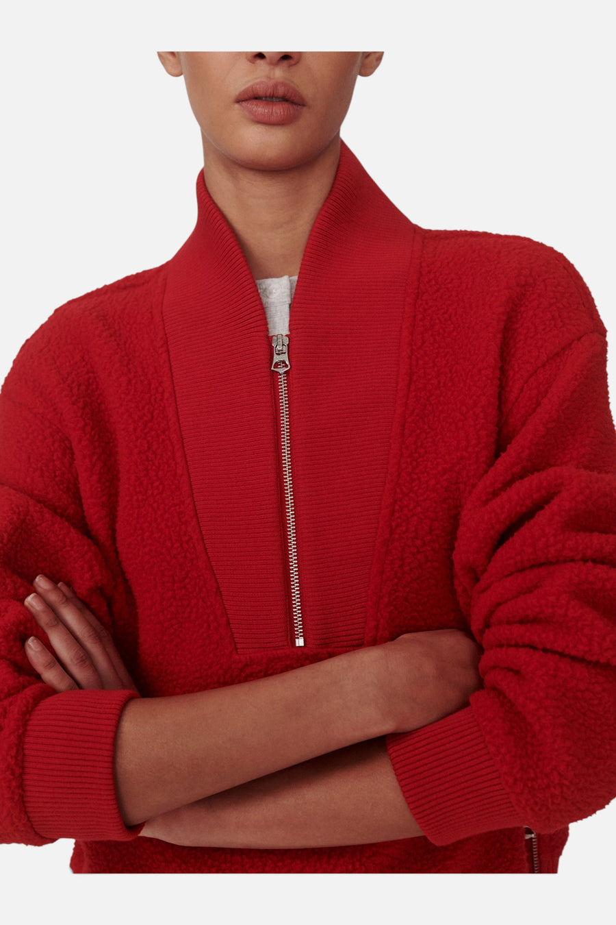 Varley Mumford Half-Zip Fleece in Washed Red – detail