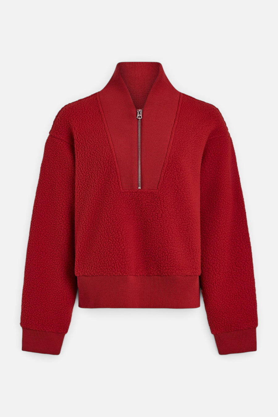 Varley Mumford Half-Zip Fleece in Washed Red – flat lay