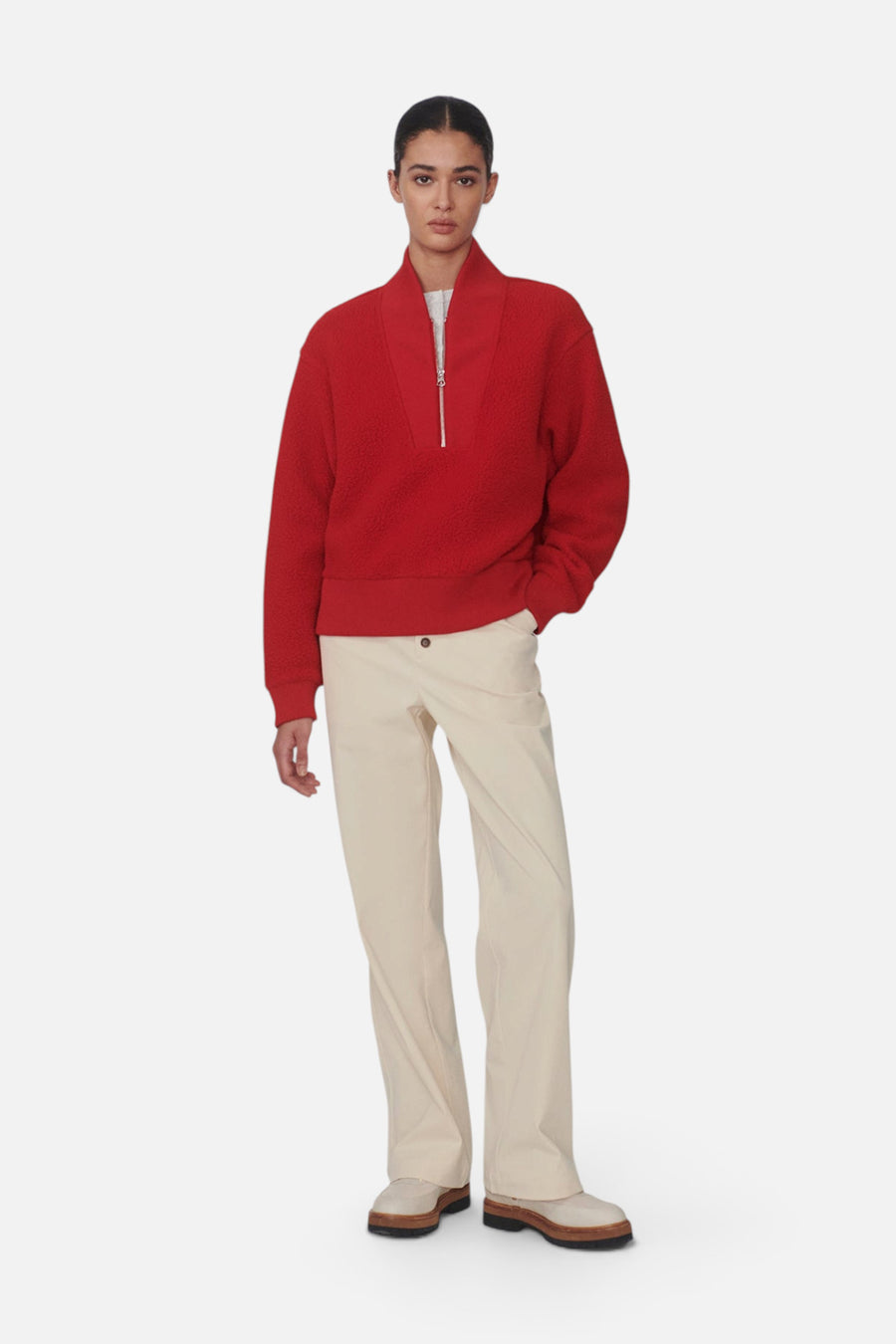 Varley Mumford Half-Zip Fleece in Washed Red – front view