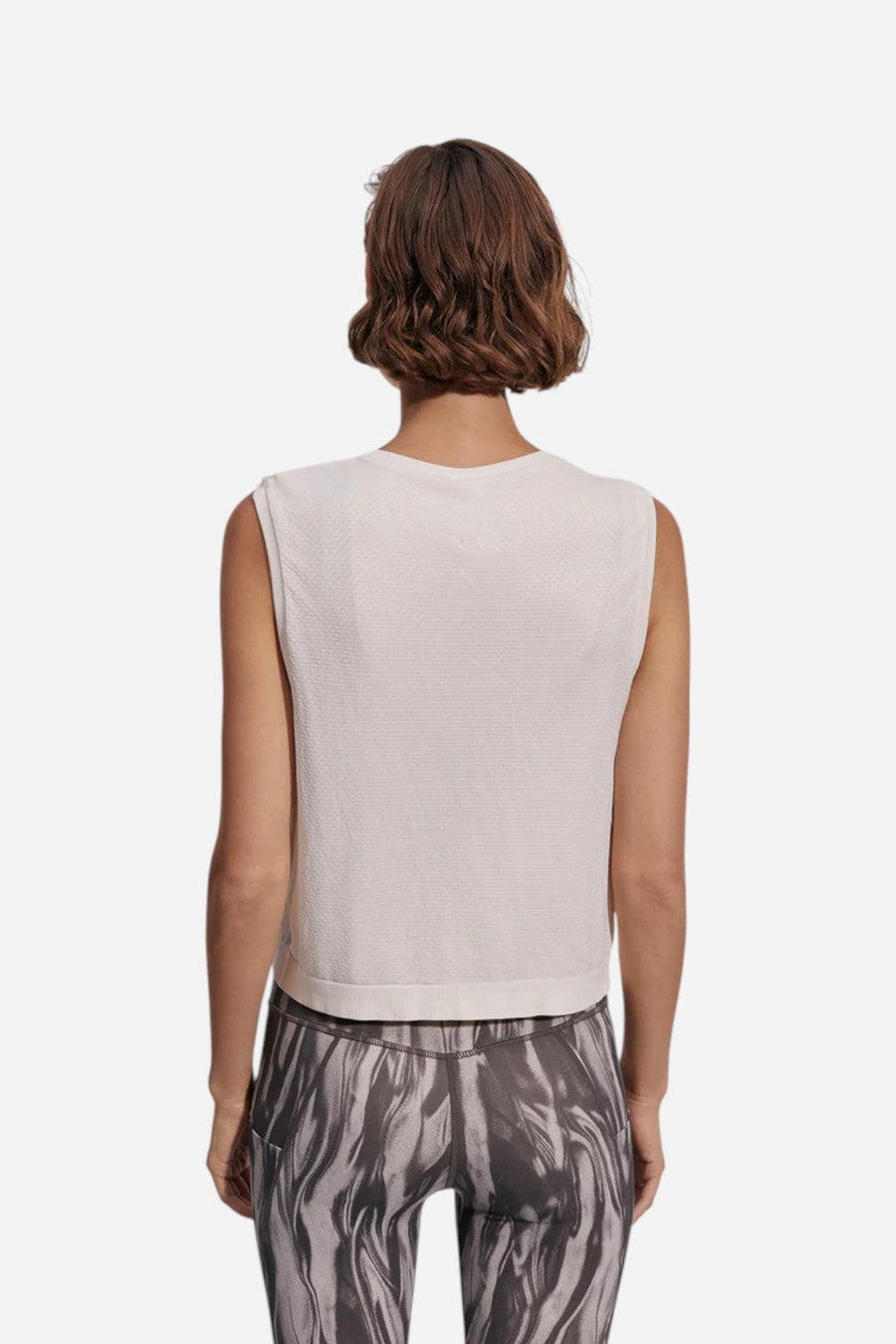 Varley Page Seamless Crop Tank in Snow White – back view