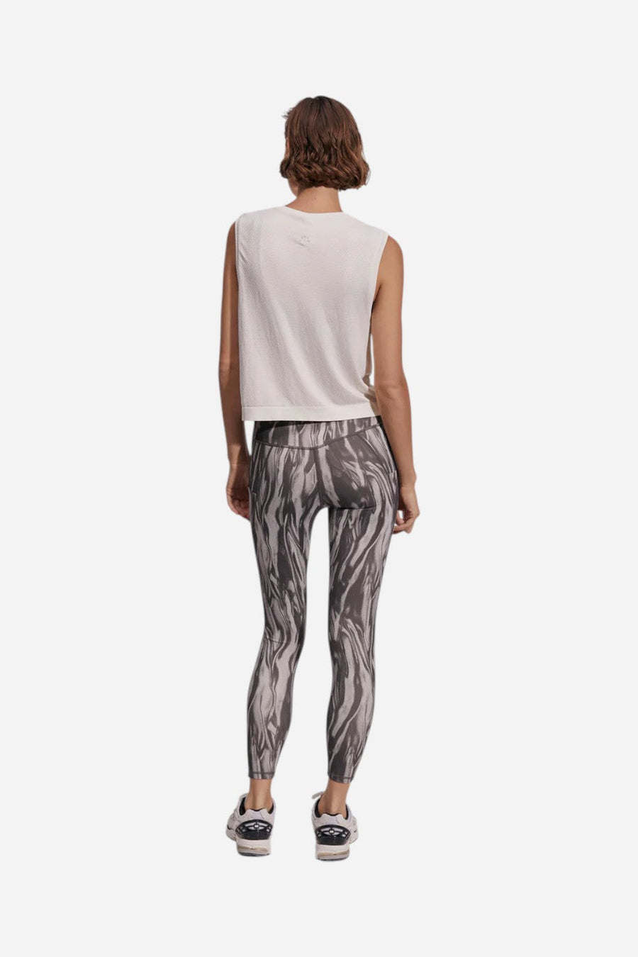 Varley Page Seamless Crop Tank in Snow White – flat lay
