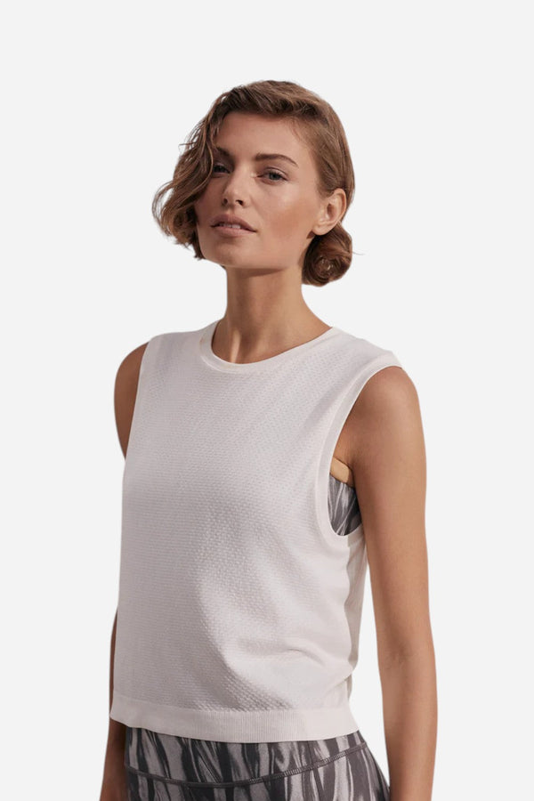 Varley Page Seamless Crop Tank in Snow White