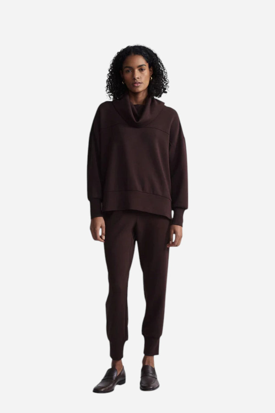 Varley Priya Longline Sweat in Coffee Bean – detail