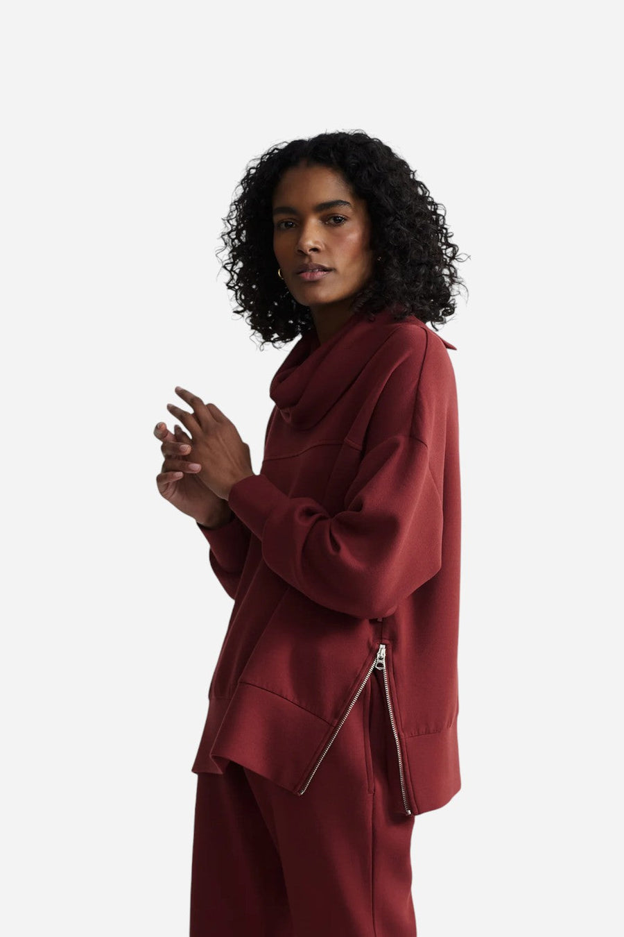 Varley Priya Longline Sweater Russett Brown – back view