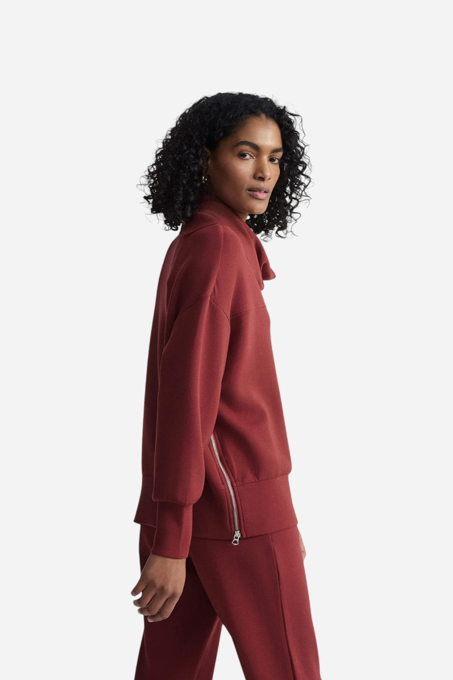Varley Priya Longline Sweater Russett Brown – detail