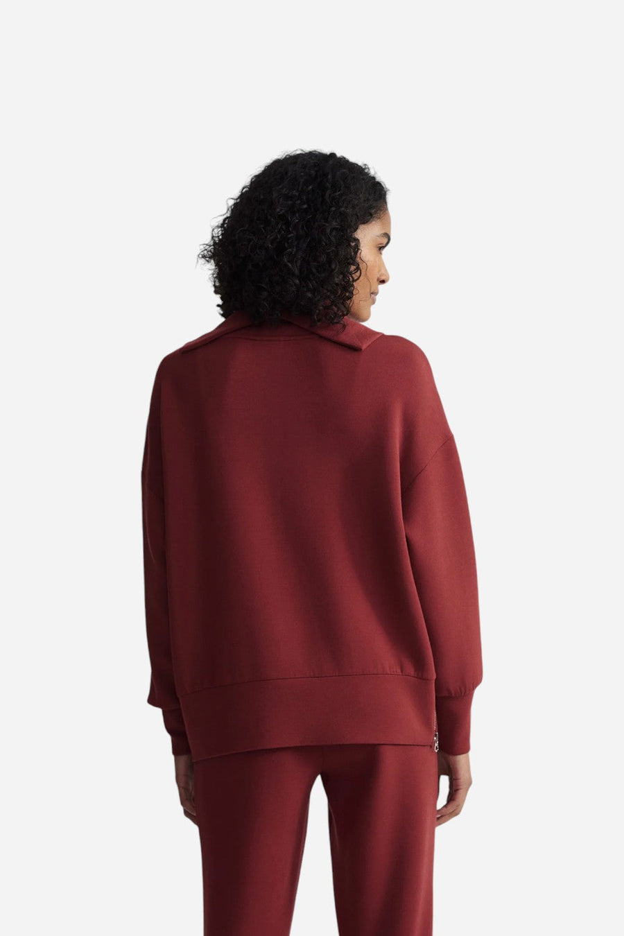 Varley Priya Longline Sweater Russett Brown – side view