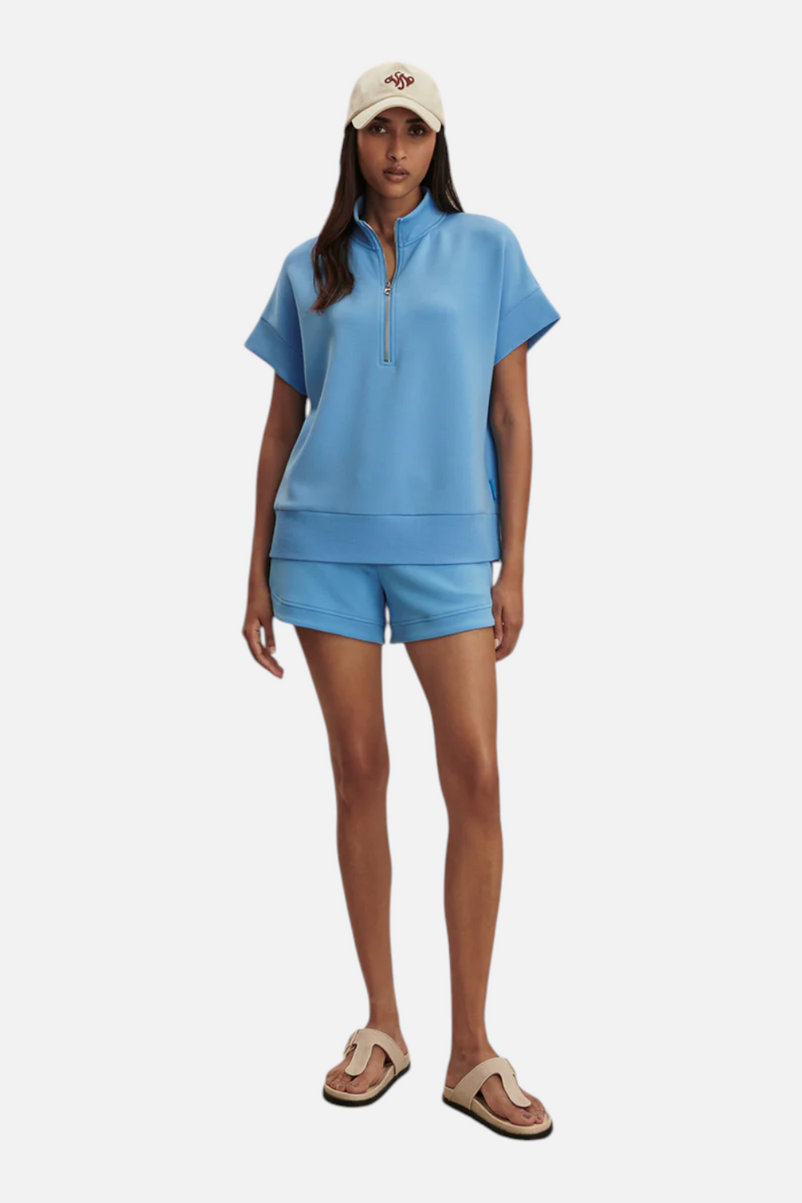 Varley Ritchie Short Sleeve Sweatshirt in Azure Blue – detail