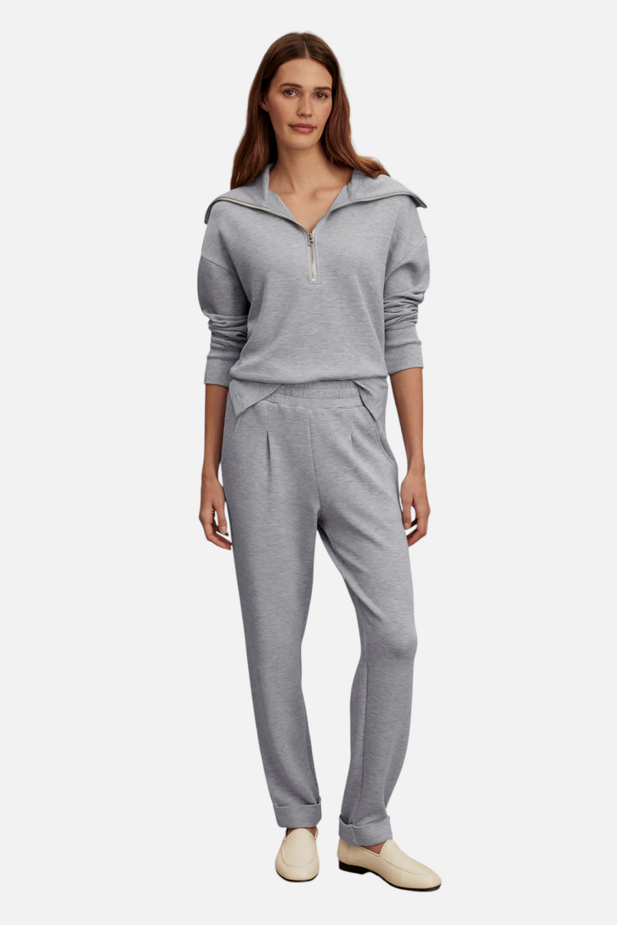 Varley Rolled Cuff Pant 25 in Mid Blue Marl – front view