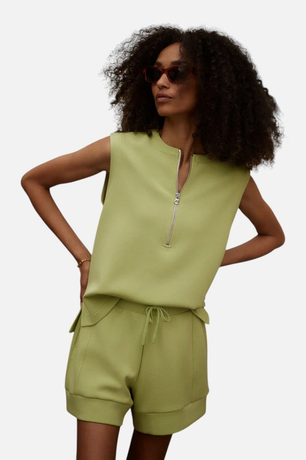 Varley Simmons Half-Zip Tank in Fern