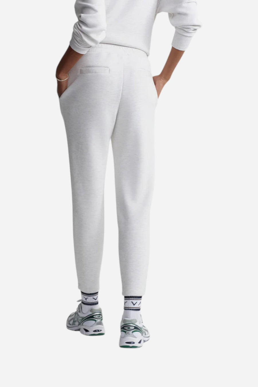 Varley Slim Pant 25 in Ivory Marl – back view