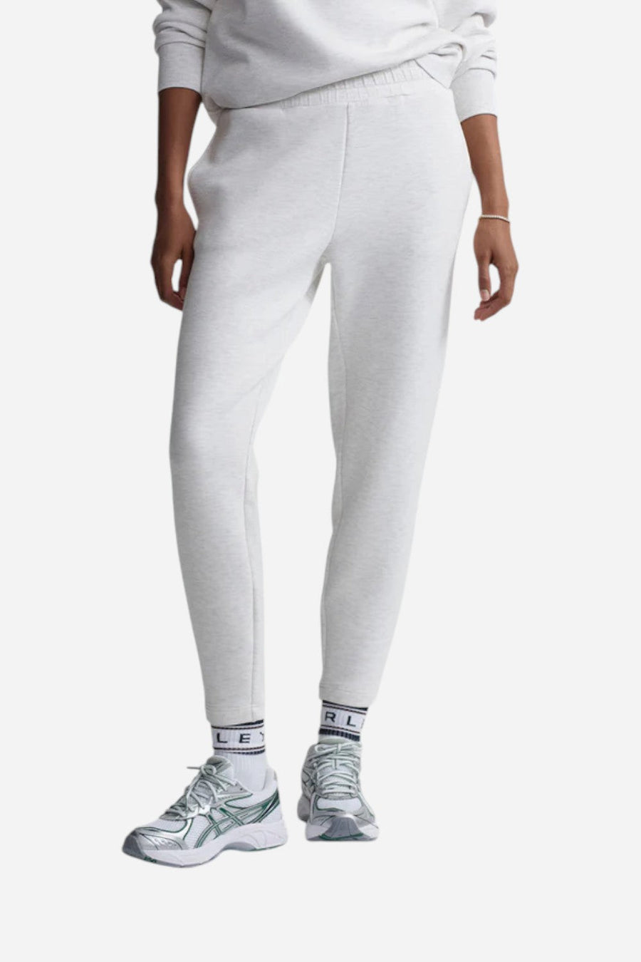 Varley Slim Pant 25 in Ivory Marl – front view