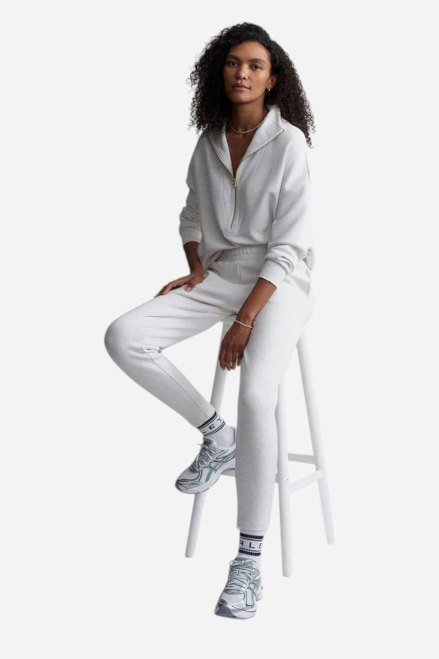 Varley Slim Pant 25 in Ivory Marl – side view